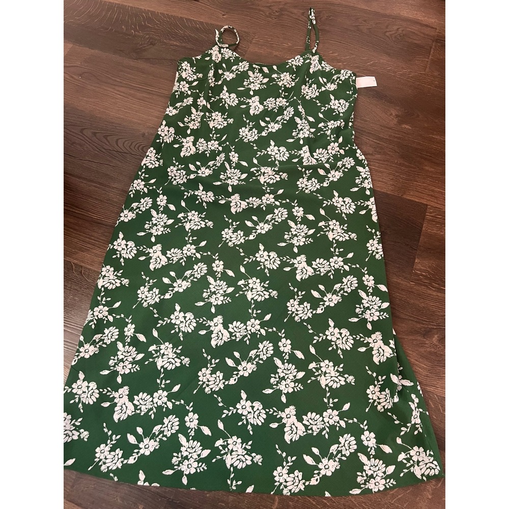 Modlusive Green Floral Spaghetti Strap Midi Slip Dress Womens XL New